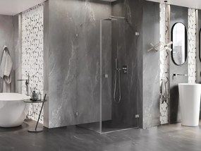 Mexen Lunar-B pravostranný výklopný sprchový kút 80 x 80 cm, číre sklo, brúsená oceľ, 832-080-080-97-00-P
