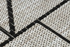 Behúň SIZAL FLOORLUX 20605 trojuholníky geometrický - strieborný, čierny