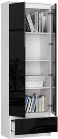 Uzavretý regál R60 2D 1SZ CLP biely / čierny lesk