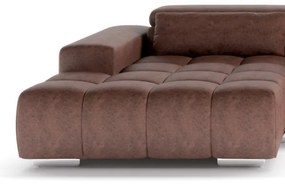 Rohová sedacia súprava do U TROPEA pravá, hnedá, s opierkami hlavy