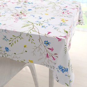 Biante Bavlnený štvorcový obrus Sandra SA-453 Modro-ružové kvety na bielom 140x140 cm
