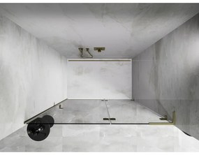 Mexen, Mexen Lunar L výklopné pravé sprchové dvere 140 cm, transparentné, brúsené zlaté - 834L-140-000-55-00-P