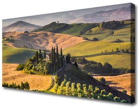 Obraz Canvas Príroda vrchoviny lúky domček 140x70 cm