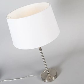 Stolová lampa oceľová s tienidlom biela 35 cm nastaviteľná - Parte