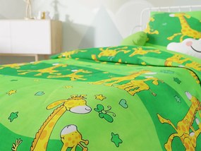 Bavlnené obliečky do postieľky Žirafa zelená