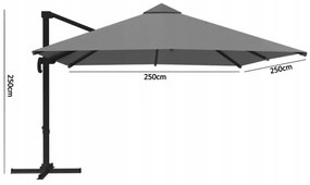 Štýlový sivý slnečník MINI ROMA 2,5 × 2,5 m
