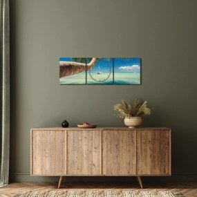 Obraz - Čisté more s palmou (s hodinami) (90x30 cm)