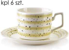 Sada 6 ks šálků s podšálkem Joy 210 ml bílá/žlutá