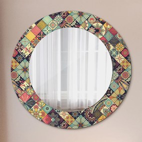 Etnický kvetinový Okrúhle dekoračné zrkadlo na stenu