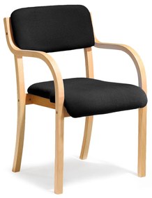 Konferenčná stolička WINNIPEG, s opierkami rúk, čierna / buk