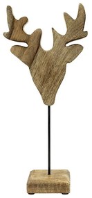 Dekorácia Jeleň z mangového dreva na podstavci - 17cm