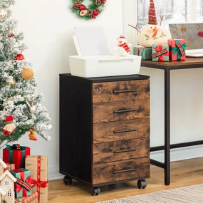 Pojízdný kancelářský kontejner Vasagle Dovi 69 cm hnědý/černý