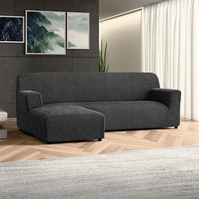 Bielastické poťahy COSTINA antracit sedačka s otomanom vľavo (š. 170 - 300 cm)