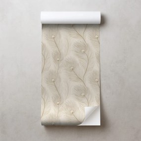 Samolepiaca fototapeta béžová elegancia s vtáčími perami