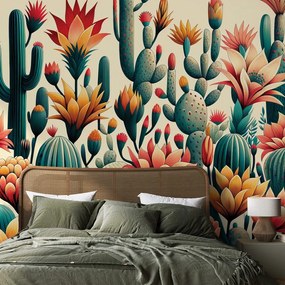 Tapeta farebné kaktusy v púšti