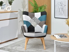 Kreslo Nutri (patchwork + buk). Akcia -18%. Vlastná spoľahlivá doprava až k Vám domov. 1110349