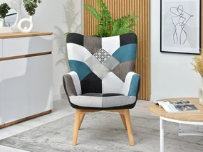 Kreslo Nutri (patchwork + buk). Akcia -18%. Vlastná spoľahlivá doprava až k Vám domov. 1110349