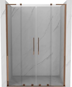 Mexen Velar L Duo, posuvné sprchové dvere do otvoru 150 cm, 8mm číre sklo, ružové zlato, 871-150-003-02-60