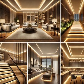 BERGE LED hliníkový profil 1m čierny prisadený - sada