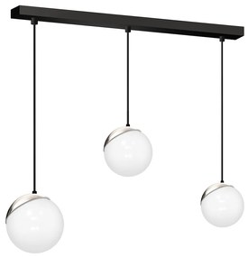 Závesné svietidlo Sfera, 3x biele sklenené tienidlo, b/ch