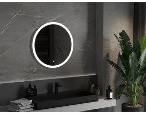 Mexen Oro, okrúhle LED podsvietené kúpeľňové zrkadlo 70 cm, 6000K, vykurovacia podložka proti zahmlievaniu, 9824-070-070-611-00
