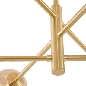 Moderné stropné svietidlo mosadzné s jantárovým sklom 6-svetiel - Ryan