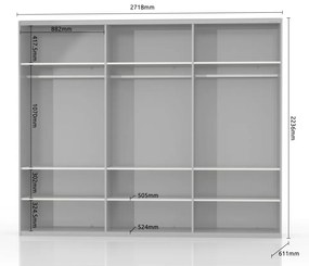 Šatníková skriňa 3D Orfea - šedá/orech pacific