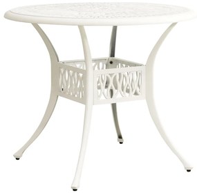 Záhradný stôl biely 90x90x74 cm liaty hliník