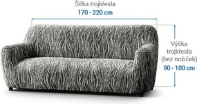 Bielastické poťahy UNIVERSO NOVÉ žíhané čiernobiele trojkreslo (š. 170 - 220 cm)