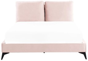 Zamatová posteľ 160 x 200 cm ružová MELLE Beliani