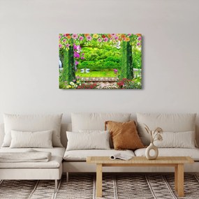 Obraz - Čarovná záhrada s labuťami (90x60 cm)