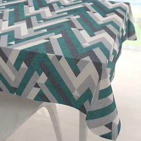 Biante Zamatový štvorcový obrus Tamara TMR-026 Zeleno-sivý designový cik-cak 80x80 cm