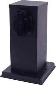 Elektrický záhradný stĺpik Electric, nerezová oceľ, 2 zásuvky, čierna, (20 cm)