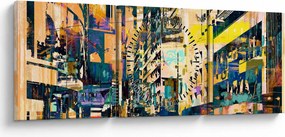 Obraz maľované abstrakcie (s hodinami) (90x30 cm)