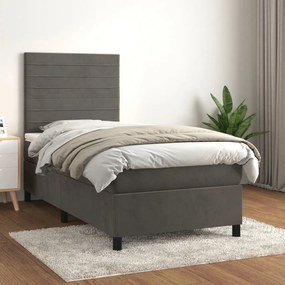 Posteľný rám boxspring s matracom tmavosivý 80x200 cm zamat 3143050