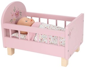 Postieľka pre bábiky drevená s perinkou Pink