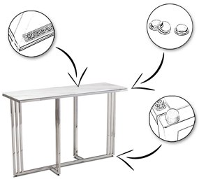 Konferenčný stolík AMAGAT 120 cm strieborný/biely mramor