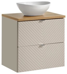 Závěsná skříňka Viva Cashmere Lola s deskou a umyvadlem 60 cm kašmír/dub evoke