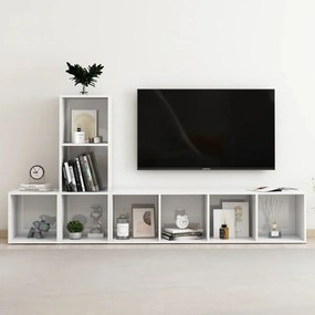 3-dielna súprava TV skriniek vysokolesklá biela drevotrieska