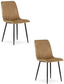 Set dvoch jedálenských stoličiek LAVA zamatové, hnedé / čierne nohy (2 ks)