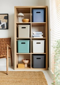 Rotho 2. akosť - Úložný box, rovný s vekom, 27l, antracit ALBU LIGHT, 37x29x30 (biele veko)