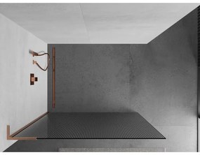 Mexen Kioto L, sprchová zástena Walk-In 110 x 200 cm, 8mm sklo s rebrovým vzorom, medený matný profil, 800-110-103-65-09
