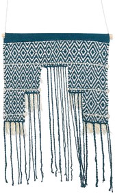 Bavlnená nástenná dekorácia so strapcami modrá/béžová NADRA Beliani