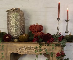 Vínová zamatová dekorácia tekvice Pumpkin L - 15*12 cm