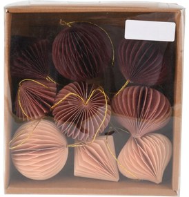 Sada papierových ozdôb Ornaments ružová, 6 cm, 9 ks