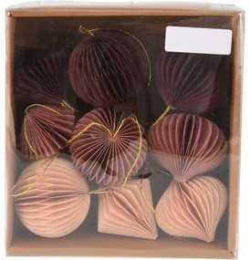 Sada papierových ozdôb Ornaments ružová, 6 cm, 9 ks