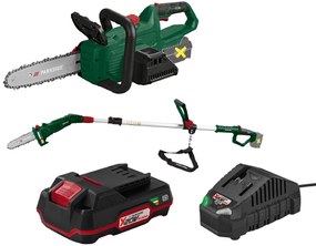 Parkside®  Aku odvetvovač Pahe 20-Li E5 + Aku reťazová píla Paks 20-Li E5 + Akumulátor 20 V/2 Ah + Nabíjačka 20 V/2,4 A  (800011463)