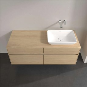 VILLEROY &amp; BOCH Collaro závesná skrinka pod umývadlo na dosku (umývadlo vpravo), 4 zásuvky, 1400 x 500 x 548 mm, Nordic Oak, C11800VJ