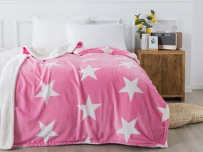 XPOSE® Mikroplyšová deka LÝDIE s baránkom - ružová 140x200 cm