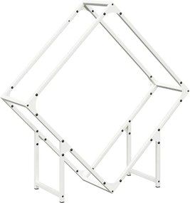 vidaXL Stojan na palivové drevo biely oceľ valcovaná za studena